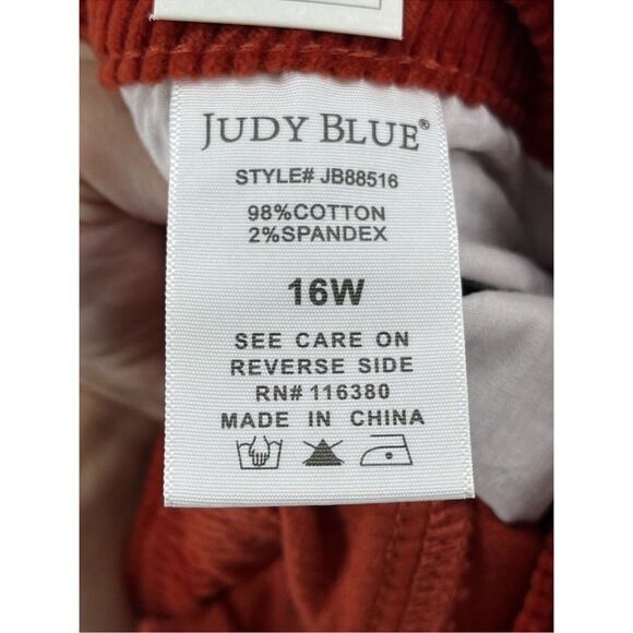 NWT Judy Blue Womens High Waist Ankle Straight Corduroy Jeans Rust Size 16W - Picture 14 of 15